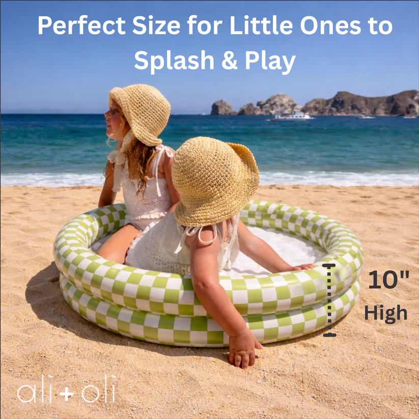 INFLATABLE, KIDDIE POOL GREEN CHECKERS