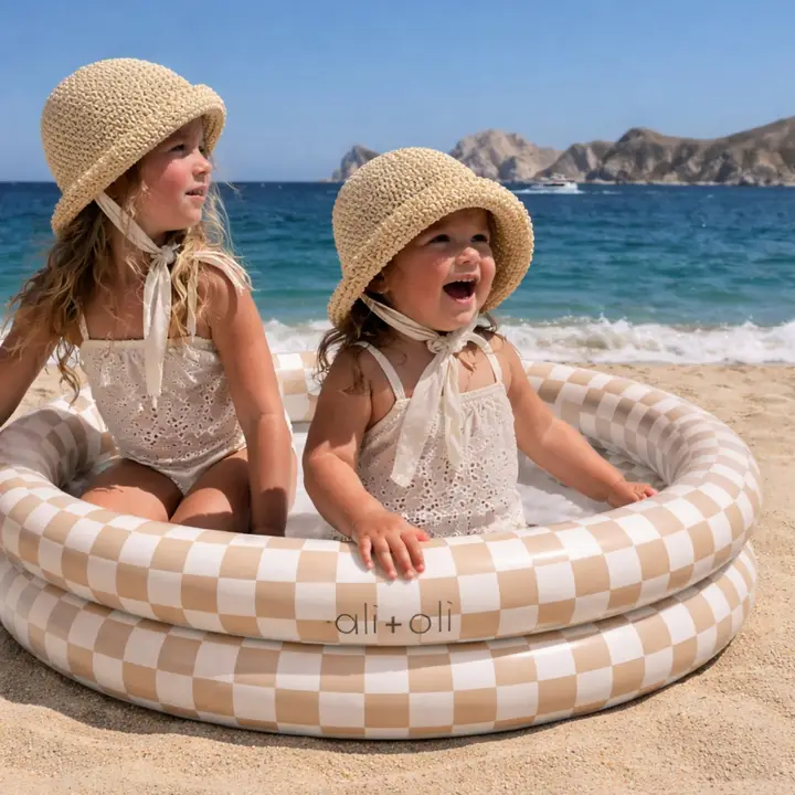 INFLATABLE, KIDDIE POOL TAN CHECKERS